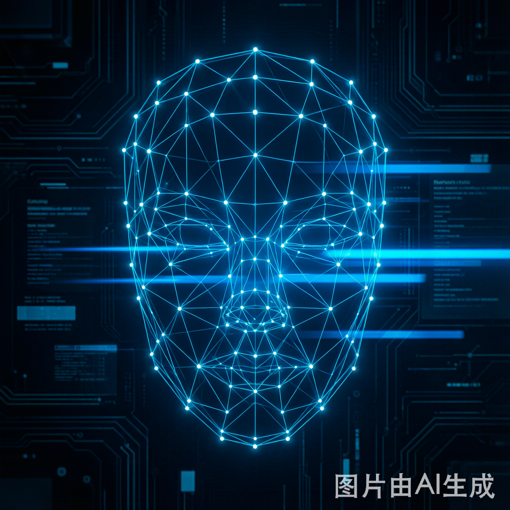 人脸识别门禁-科幻数字线框人脸识别